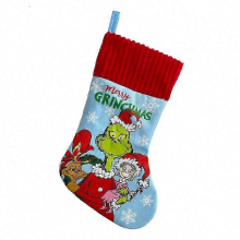 The Grinch Christmas Large Stocking Xmas Tree Decoration Gift Bag Hanging Fireplace Decor Sky Blue