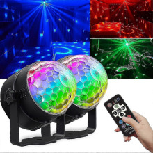2-Pack Disco Ball Party Light, Sound Activated DJ Lights, Remote Control RGB Strobe Lamp USB 7 Modes LED Stage Par Light for Home Room Karaoke
