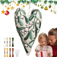 Christmas Embroidery Kit Heart Ornament Craft Set for Adults Teens Seniors Home Hobby