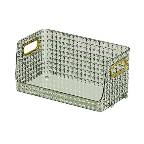 Cosmetics Desktop Organizer Display Tray Diamond Pattern Transparent Gold Large for Bathroom 1