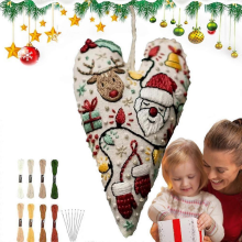 Christmas Embroidery Kit Heart Ornament Craft Set for Adults Teens Seniors Home Hobby