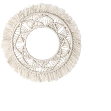 White Boho Cotton Wall Tapestry Minimalist Handmade Decor