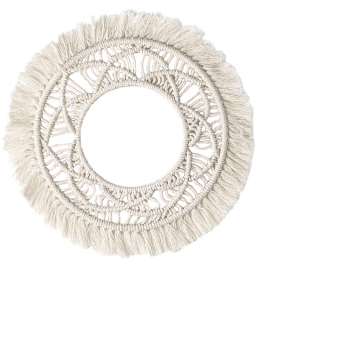 White Boho Cotton Wall Tapestry Minimalist Handmade Decor