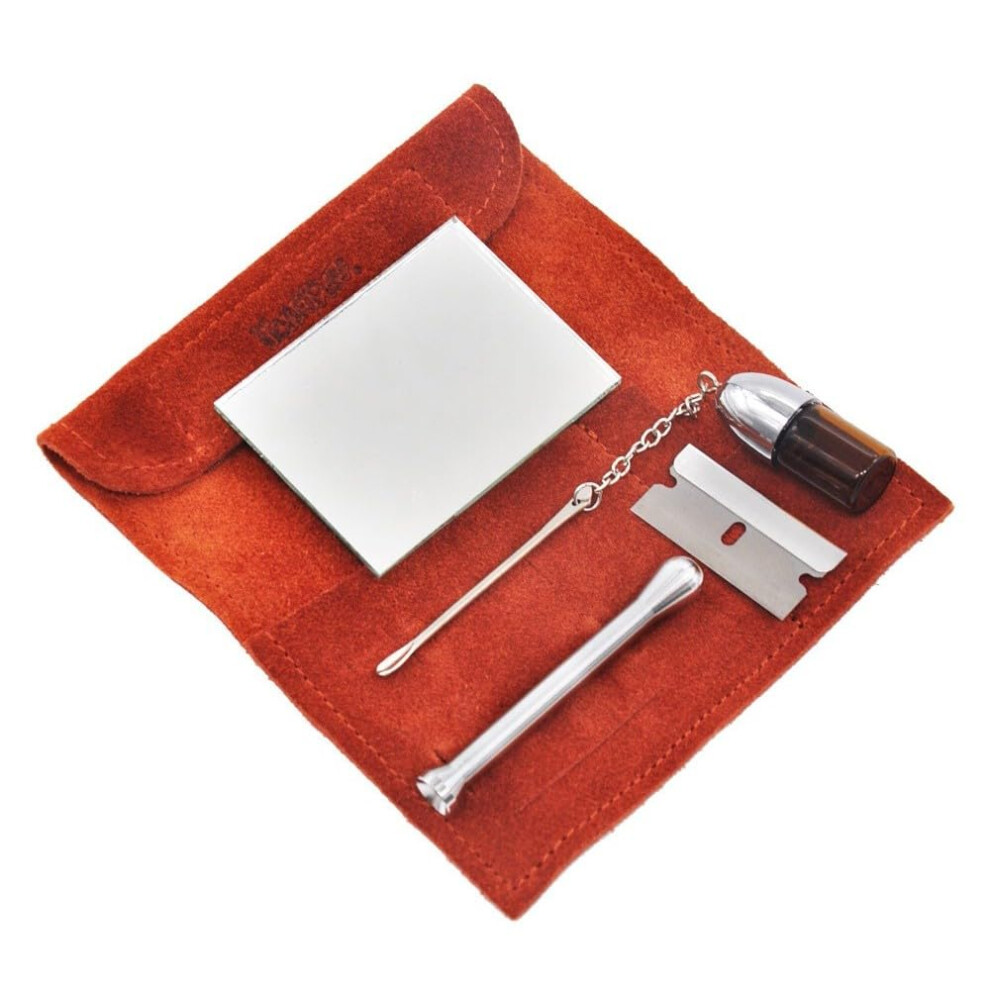 Tobacco Accessory Set, Leather Tobacco Bag, Snuff Doser Spoon, Mini Wallet, Suede Gift for Tobacco Lovers