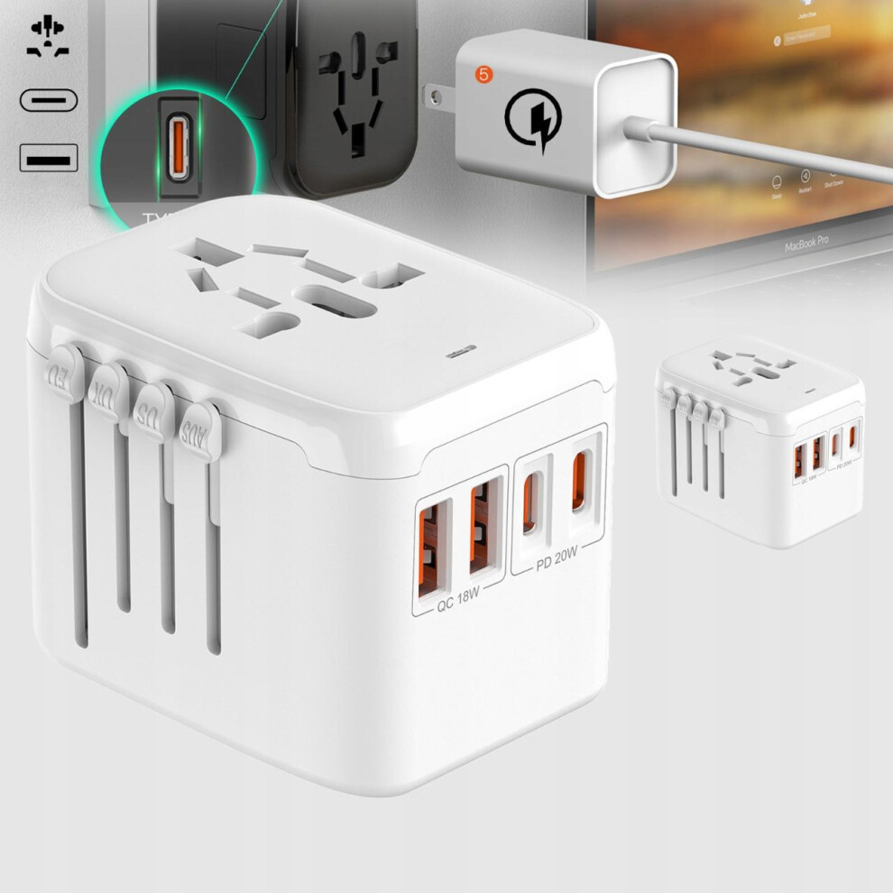 Universal adapter travel plug charger with 4 USB ports 100 – 240V