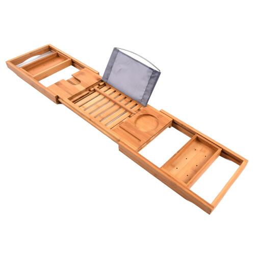 Bamboo Bathtub Tray Simple Durable Retractable 2