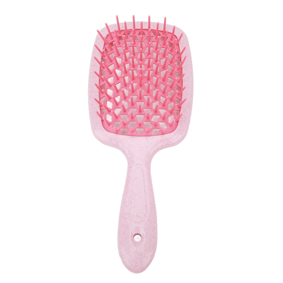 Pink Curved Vent Hair Brush Scalp Massage Paddle