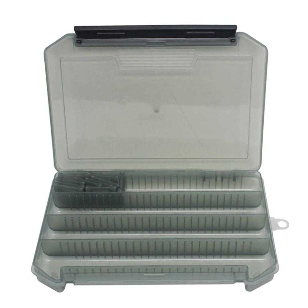 Plastic Fishing Tackle Box with Removable Dividers, Grey Storage Compartment for Bait and Hook Accessories-image-OPC-PJQVFWB-NEW