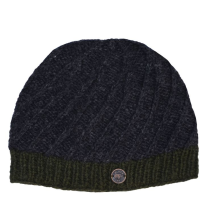 Black Yak 100% Pure New Wool Unisex Border Beanie - Charcoal Green