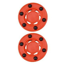 Roller Hockey Game Puck Pack of 2, Red Training Pucks for Street Hockey Ball Bat Handling Practice