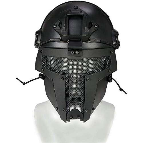 Airsoft Full Face Mask Tactical Mesh Mask Compatible with Fast Helmets - Black 1