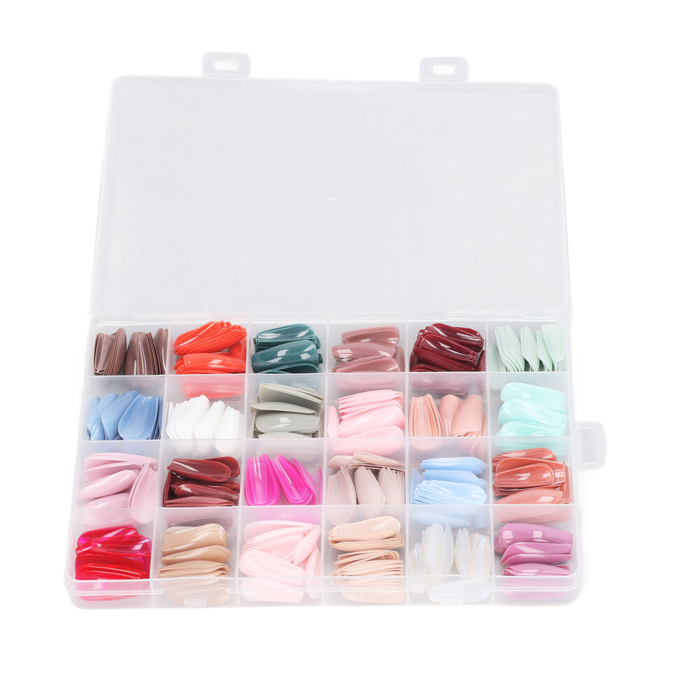 576pcs Press On Coffin Fake Nails Glossy Full