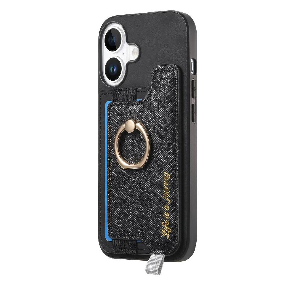 (Black) Case For Iphone 17 Ring Stand Holder Wallet Magnetic Magsafe Compatible Black 764563180387