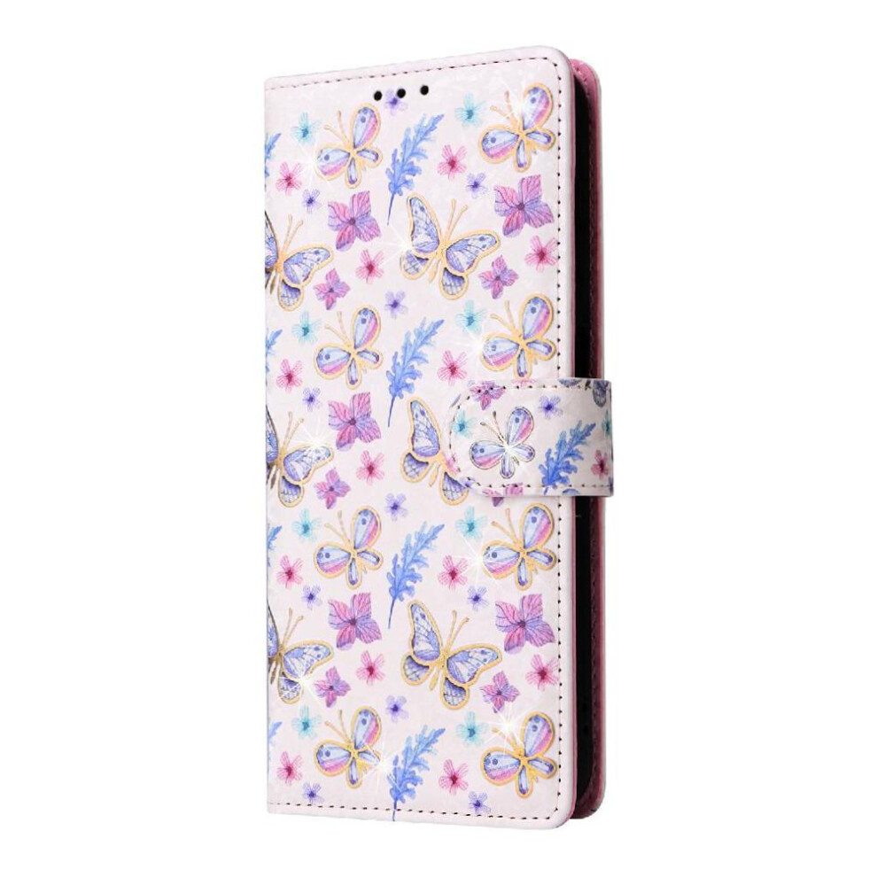 (Ohter) Wallet Phone Case For Iphone Air Painted Flower 1 Bill Compartment Rfid Blocking Magnetic Closure 3 Card Slots Gold 764563181209