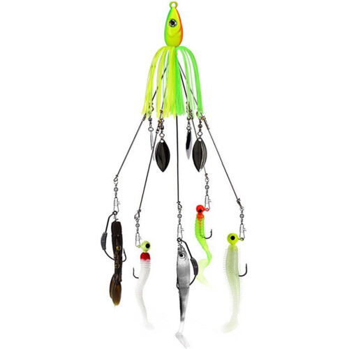 Regenschirm Sets 5 Barsch Köder Schwimmköder Spinner für Angeln in verschiedenen Farben und Größen 1