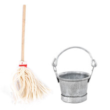 1:12 Miniature Doll House Miniature Mop Bucket Set