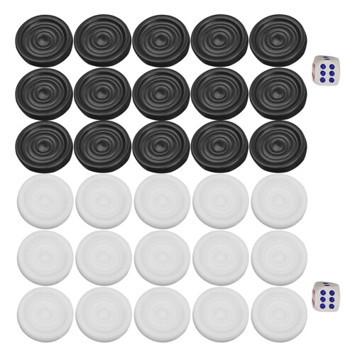 22mm Plastic Black White Backgammon Checkers Chips