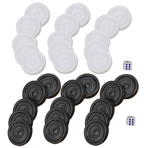 22mm Plastic Black White Backgammon Checkers Chips 1