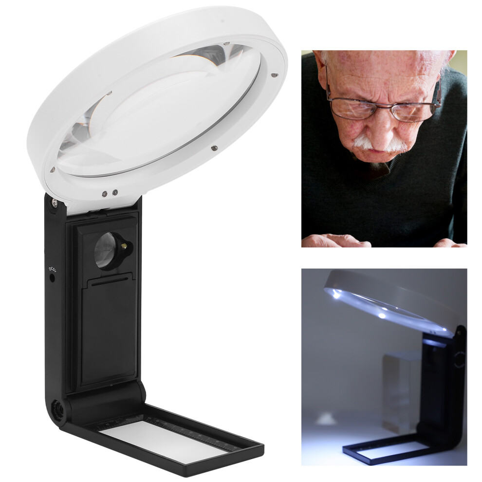 THâ7018âC Portable Folding Magnifying Glass 3.5X/25X with LED & UV Light