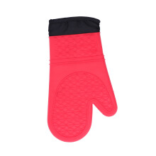 Silicone Ofenhandschuhe mit Baumwollisolierung, hitzebeständig und gegen Verbrühungen, Backhandschuhe für die Heimküche, Rot