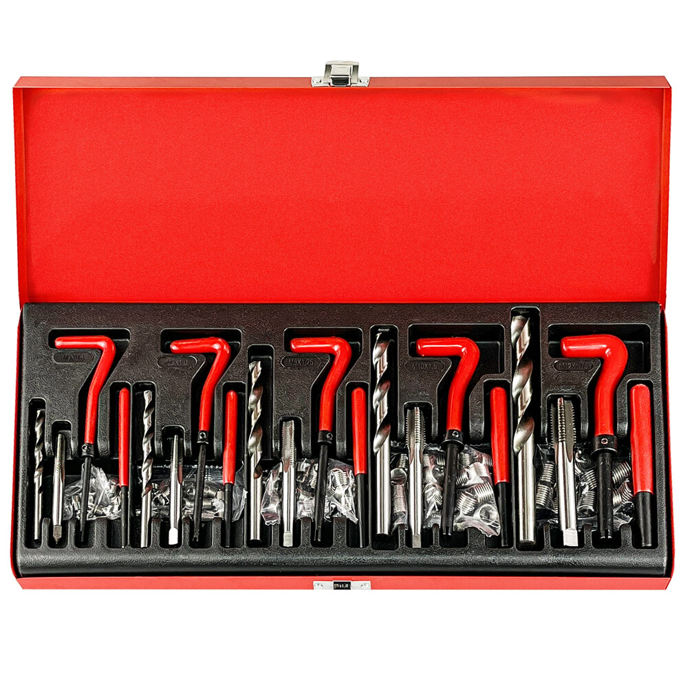 131Pcs Metric Thread Repair Tool Kit For M5 M6 M8 M10 M12 Internal Screw Hole With Hss Drill Bits 6482260759517