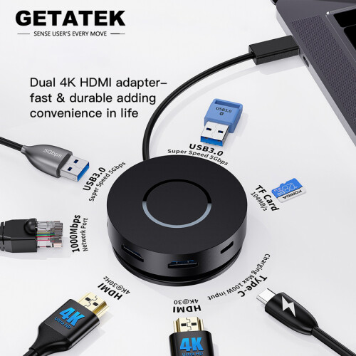 Docking station USB C Docking station USB C hub Dual,, Black 1