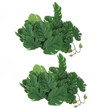 2 pezzi di foglie di Monstera, pianta acquatica artificiale verde