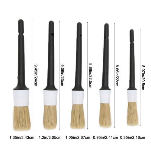 Set da 5 pennelli per detailing auto bianco e grigio assortiti 2