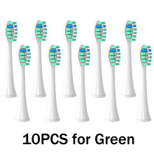 (10 green) 10 pcs for Philips new replacement brush heads HX3/HX6/HX8/HX9 Sonic electric toothbrush Pehm