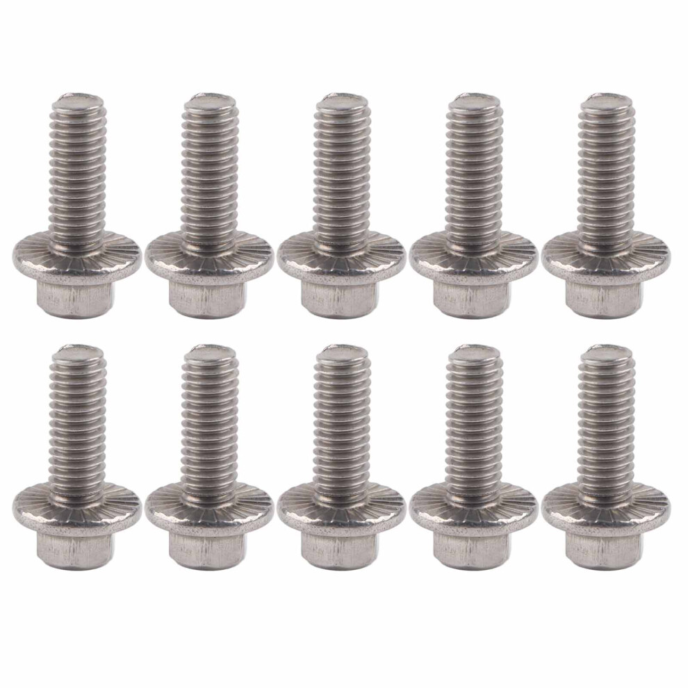 10pcs M6 Stainless Steel SS304 Hex Flange Screws