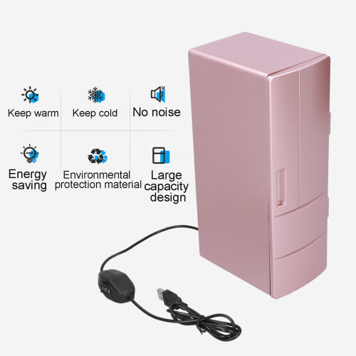Mini-frigo USB rose doré 12x8.5x25cm, à double usage 2