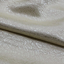 Embroidery Damask Fabric 75X100cm Beige Satin Brocade Silk for Sewing Crafting Elegant Peony Flower Pattern