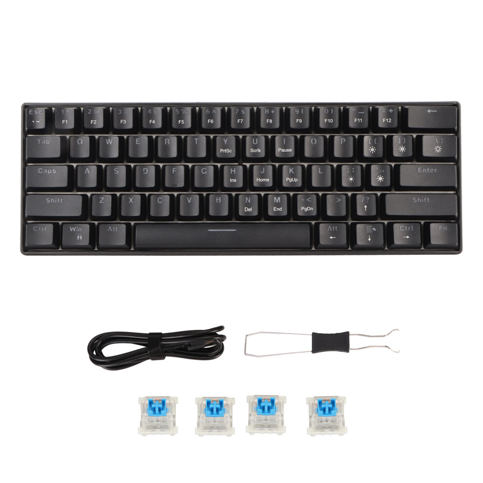 61 Key Mechanical Keyboard Portable Compact 60% Black/Blue 9469363357632