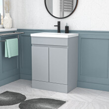 Nes Home Matte Grey 600mm PVC Freestanding Bathroom Basin Vanity Unit