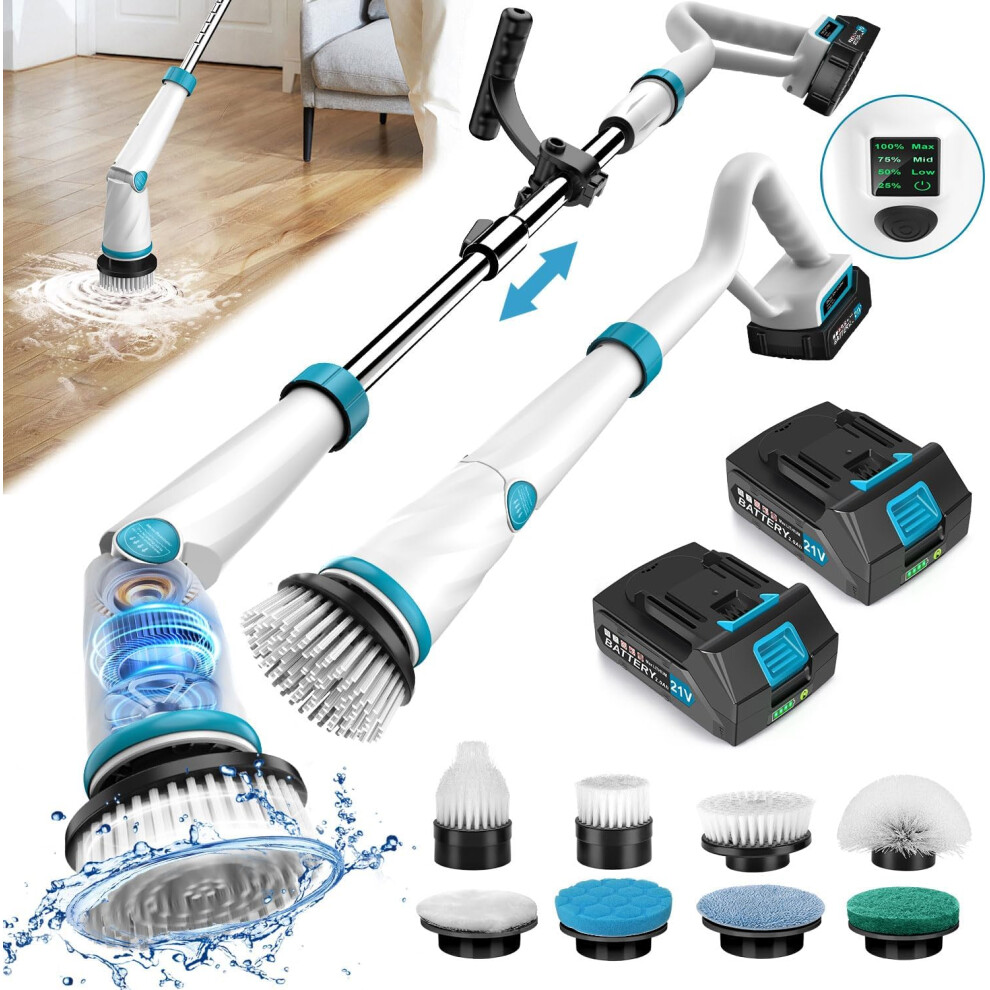 Fregadora EléCtrica Giratoria, Fregadora De Ducha Con Mango Largo, Cepillo Giratorio Ajustable-image