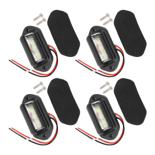 4 pièces 12 V 6 LED lampes de plaque d'immatriculation blanches et étanches