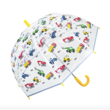 Diggers And Dump Truck Print Children's See Through Clear Dome Umbrella