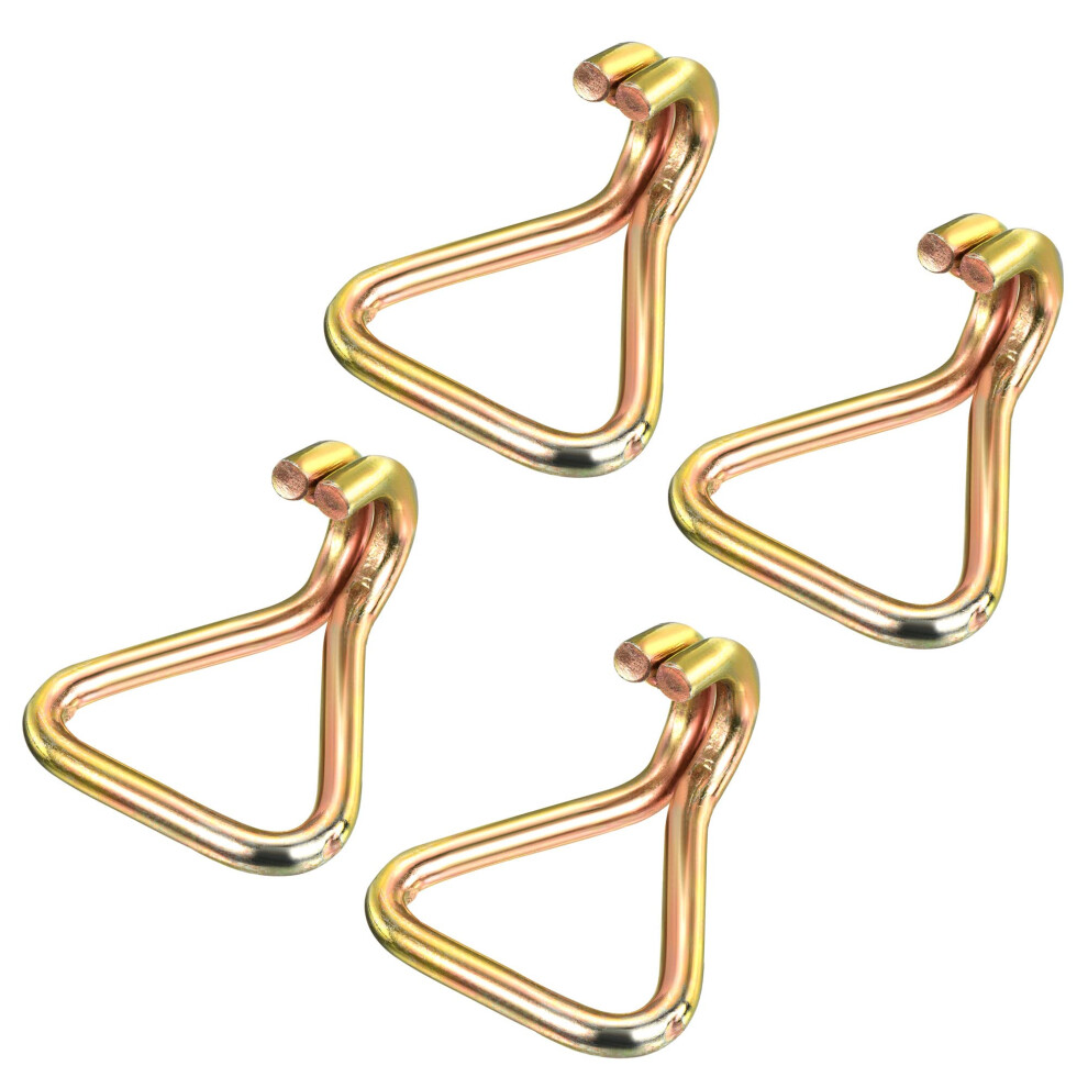 Ratchet Double J Strap Hook 4409 Lbs Load Capacity For 2 Inch Tie Down Strap Webbing - Compatible With Car Truck Trailer, Pack Of 4 6482260760520