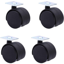 4Pcs Heavy Duty Universal Plate Casters Wheel 50mm Black Nylon Swivel Trolley Wheels with Accessories for Furniture