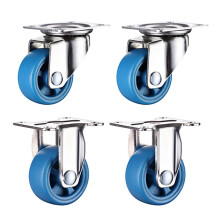 Heavy Castor Wheels Pack of 4 Swivel Plate Casters, 90kg Capacity PA Nylon Material, 360 Rotation, Silent Blue Furniture Wheels
