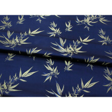 Embroidery Damask Fabric 75X100cm, Dark Blue Satin Brocade Silk with Tough Leaves Pattern for Sofa Pillow Costume Crafting