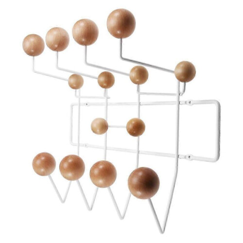 Iron Coat Rack with Solid Wood Ball Wall Hook Simple Coat Rack 1