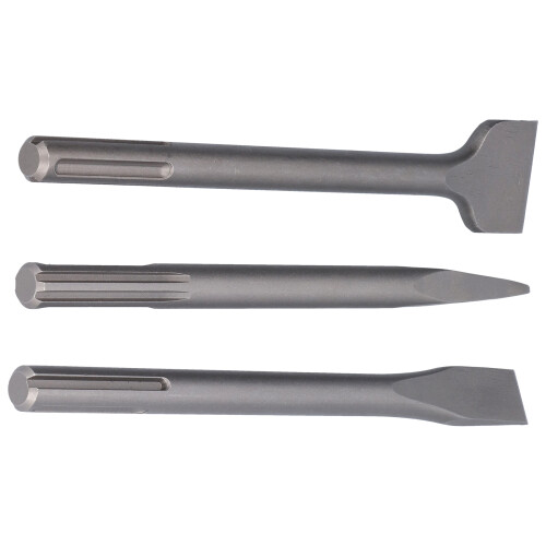 Carbon Steel Scaling Flat Point Chisel 3Pcs for Tile and Concrete 5 Pit Handle 2