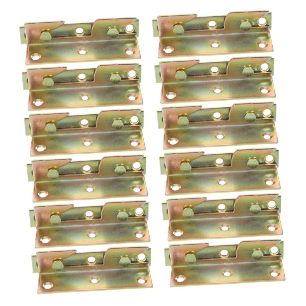 12Pcs Heavy-Duty Steel Bed Frame Brackets With Hinge Adapters For Easy Installation Of Bed Rails And Furniture Hooks 6493810755347