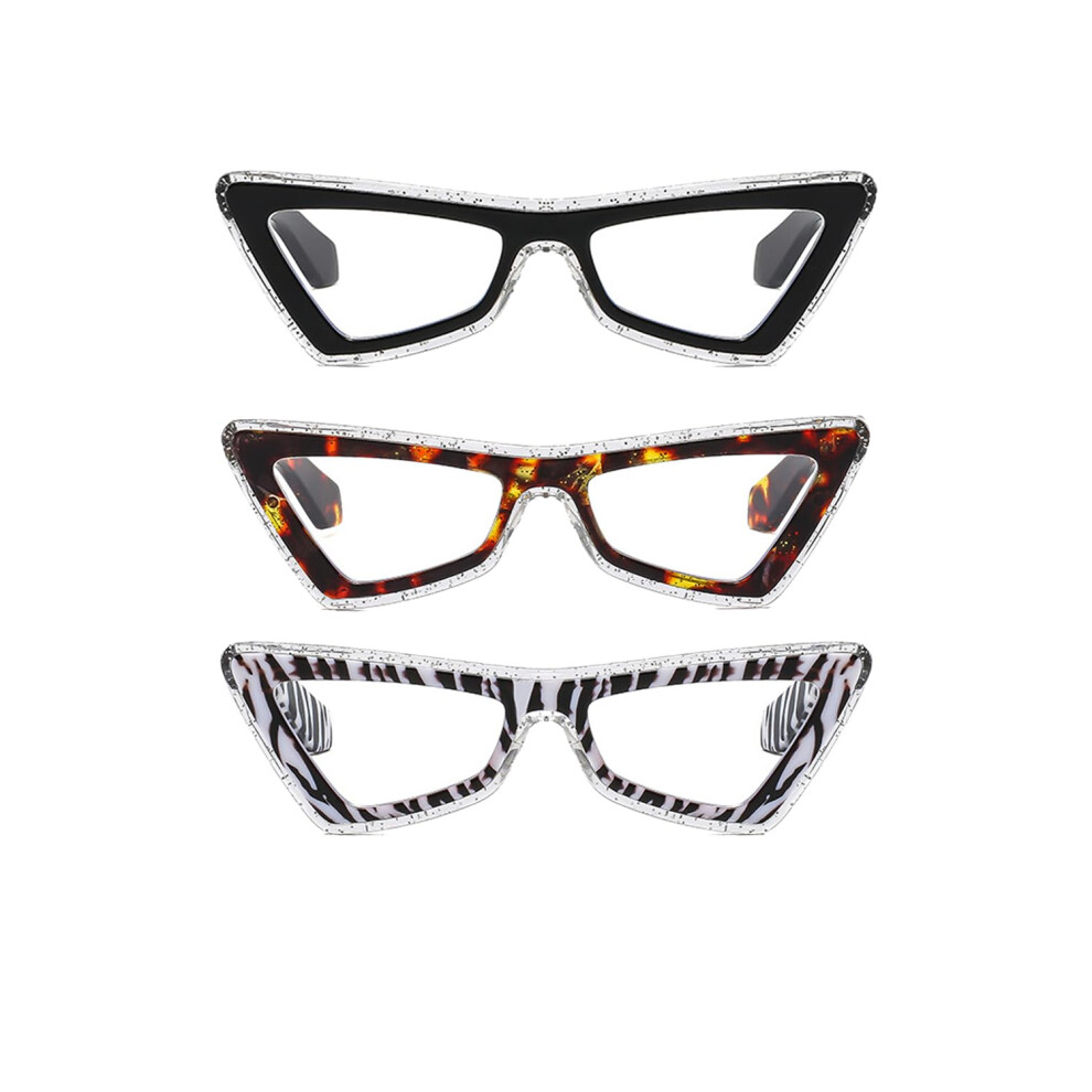 Triangular Cat Eyes Reading Glasses - 3 Pack Stylish Blue Light Blocking Readers for Women, Lightweight and Durable Design-image-OPC-PJQWGKG-NEW