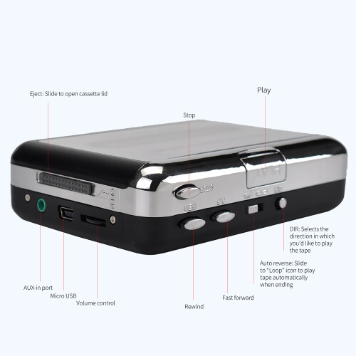 Portable USB Cassette Player Convert to MP3/CD | Compact & Easy to Use 2