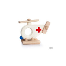 Juguete - Helicóptero Ambulancia - Madera - 8 cm - Duradero y ecológico