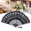 Folding Fan Hallow Lace Bamboo Bones Vintage Style 11
