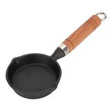 Padella per uova in ghisa, manico in legno, 11 cm, nera