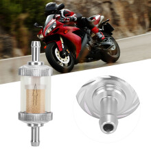 ABS Filtre à carburant universel pour moto de 6 mm argent
